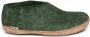 Glerups Lage Wollen Sloffen Leren Zool Donker Groen - Thumbnail 1