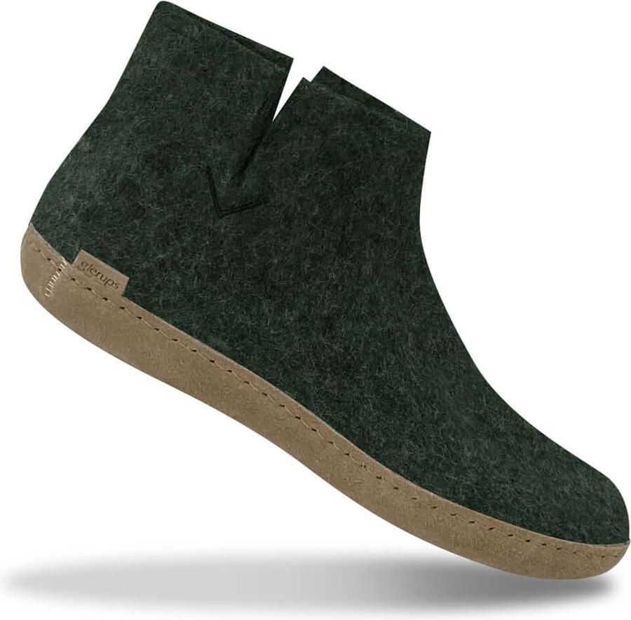 Glerups Hoge Wollen Sloffen Leren Zool Groen