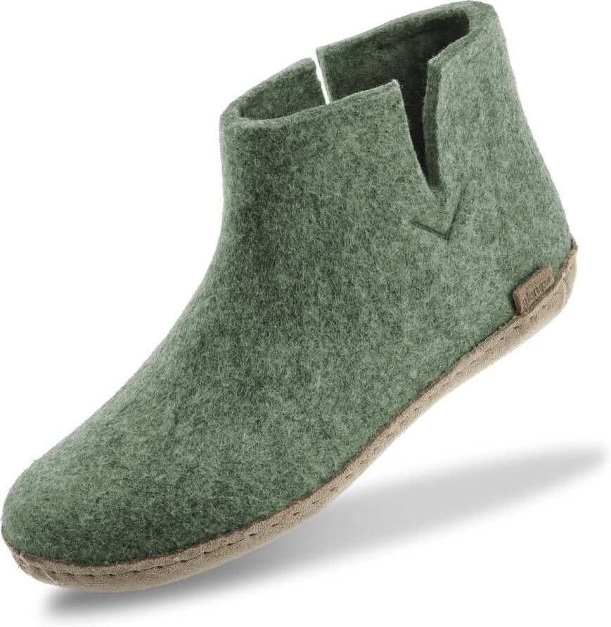 Glerups Hoge Wollen Sloffen Leren Zool Mos Groen - Foto 2