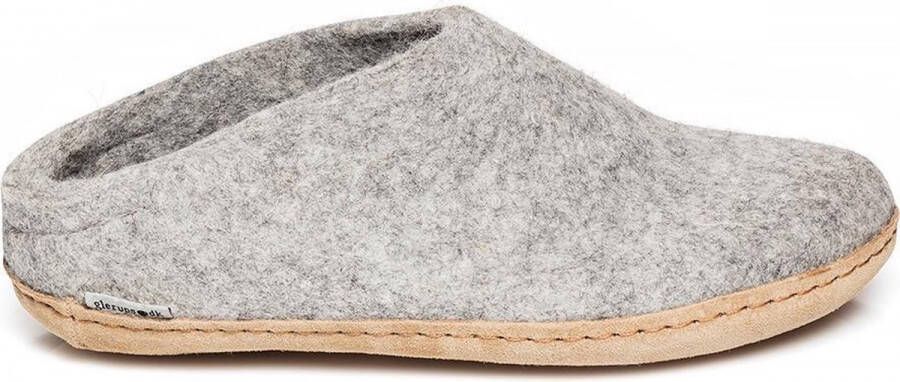 Glerups Slipper met leren zool Grijs