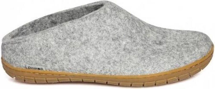 Glerups slipper met rubberen zool in grijs unisex