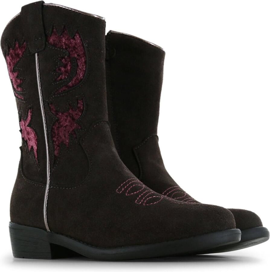 Go Banana's Donkerbruine Cowboylaars Laarzen Kinderen Meisjes Dark Brown Bordeaux Microfiber suède