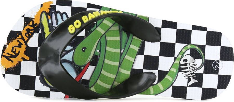 Go Banana's Flipflops Jongens Black White Green |