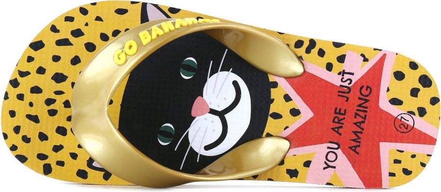 Go Banana's Flipflops Meisjes Yellow Cat Print