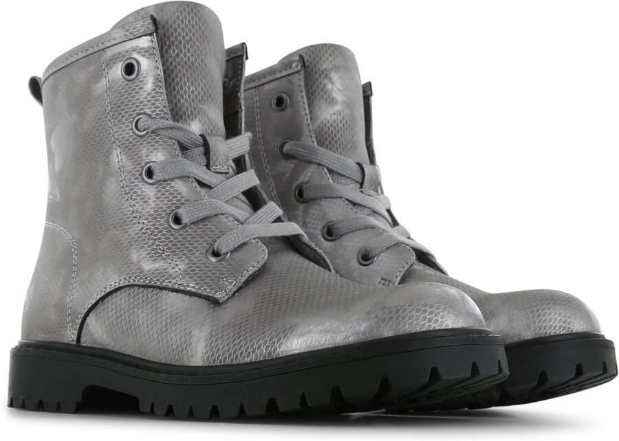 Go Banana's Zilveren Bikerboot Laarzen Kinderen Meisjes Old Silver Microfiber leer