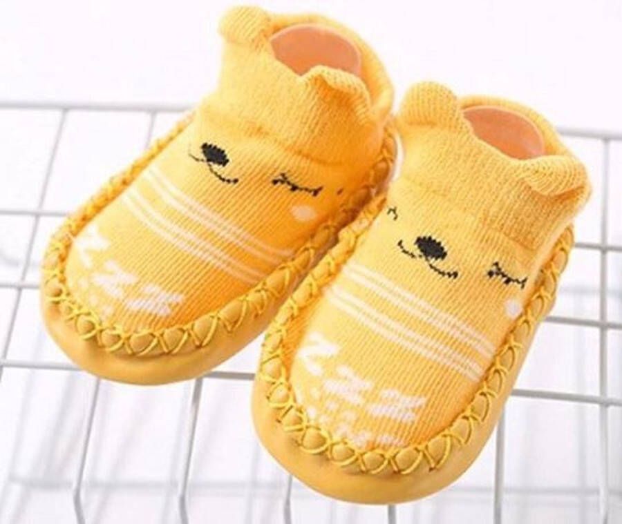 Go Gadget Baby Schoentjes Baby slofjes Loopsokjes Zachte bodem Anti Slip Katoen Geel 13 cm