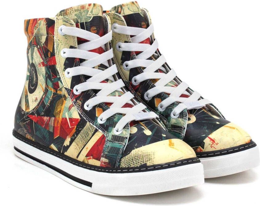 GOBY Abstract Steps Dames Sneaker Boots Handgemaakt Premium Kwaliteit Abstract Ontwerp