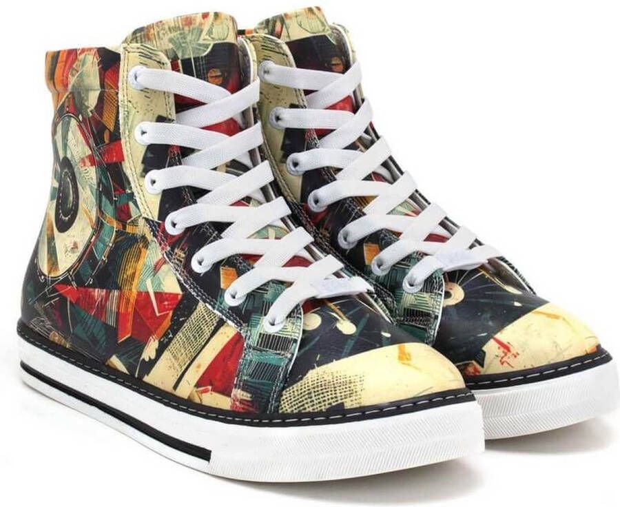 GOBY Abstract Steps Dames Sneaker Boots Handgemaakt Premium Kwaliteit Abstract Ontwerp