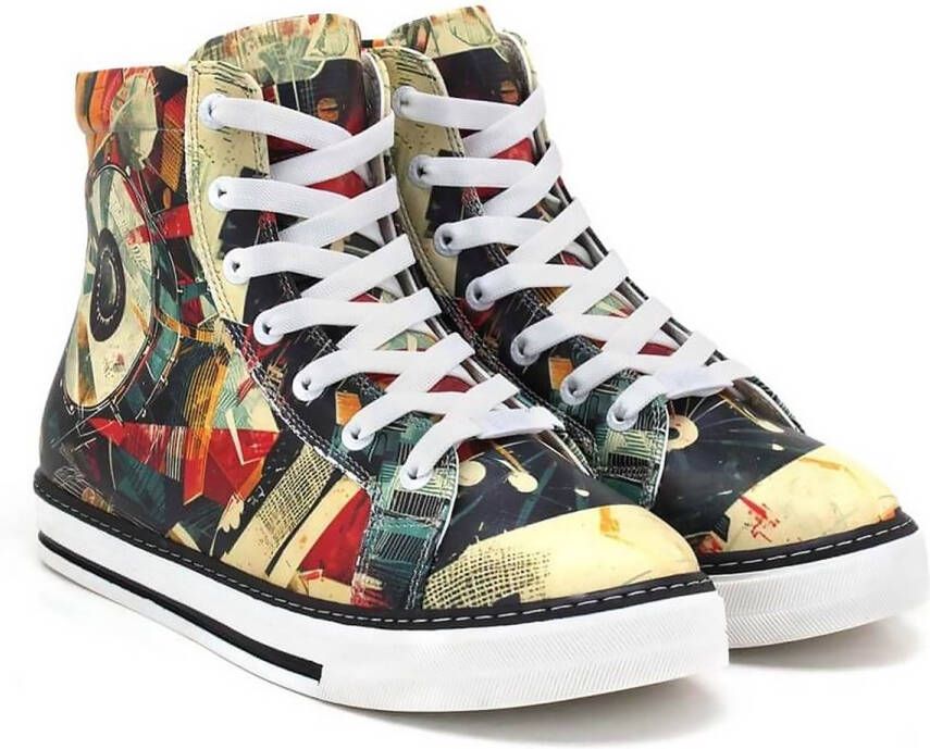 GOBY Abstract Steps Dames Sneaker Boots Handgemaakt Premium Kwaliteit Abstract Ontwerp