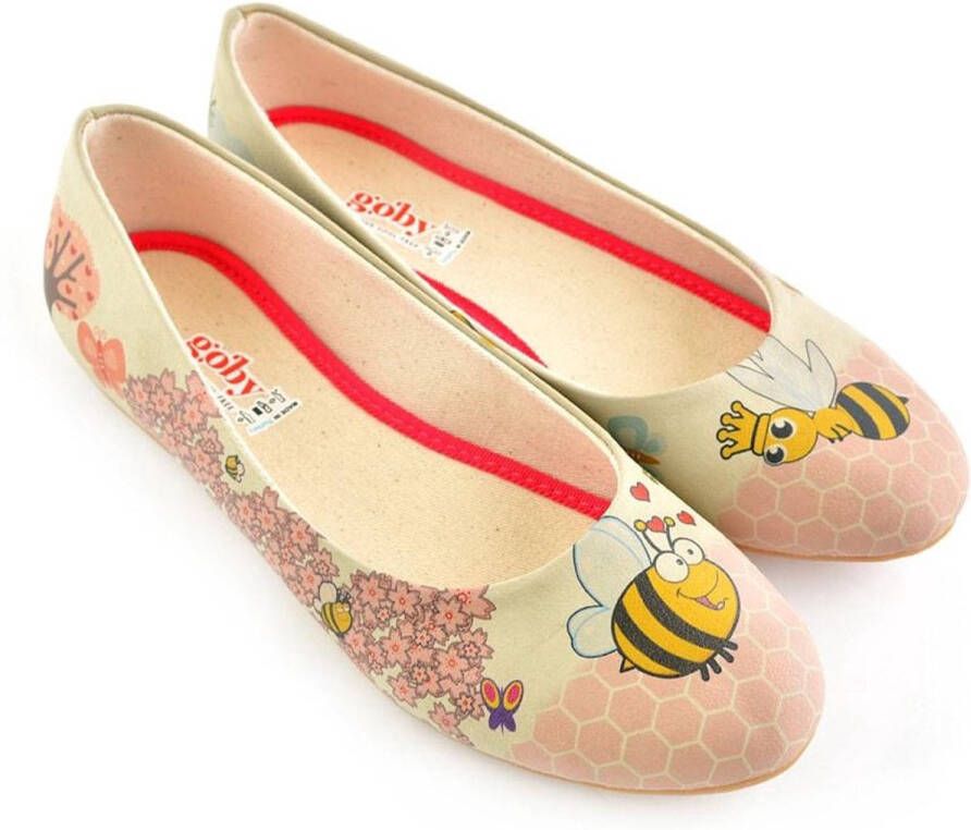 GOBY Bee Happy Ballerina's Handmade Vegan Leer Dames