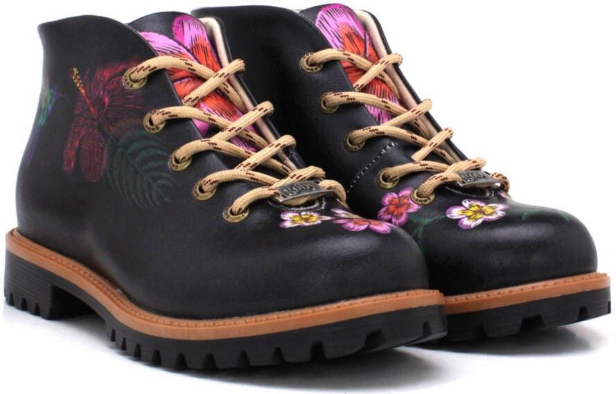 GOBY Blossom Bloom Dames Enkellaarzen Vegan Leer Handgemaakt Kleurrijk Bloemen Design