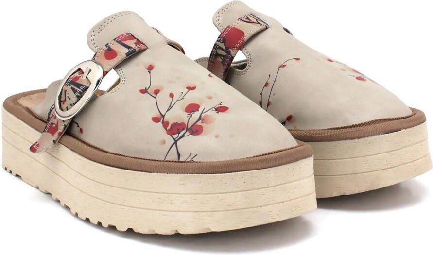 GOBY Blossom Breeze Dames Clogs Handgemaakt Bloemenprint Plateauzool