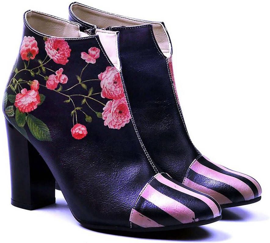 GOBY Blossom Elegance Dames Enkellaarsjes Handgemaakt Vegan Leer