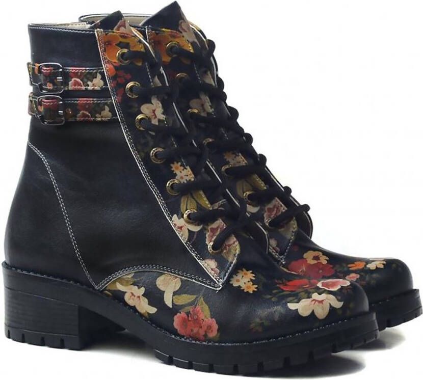 GOBY Blossom Elegance Dames Veterboots Handgemaakt Vegan Leer