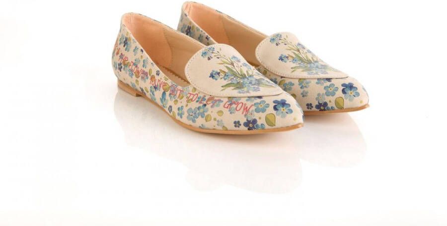GOBY Blue Blossom Dames Loafers met Bloemenprint