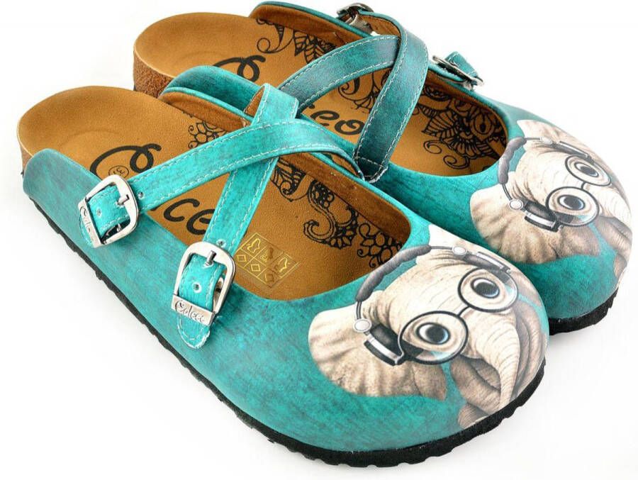 GOBY Clogs met Elephant With Glasses Design Handgemaakt Hoge Kwaliteit