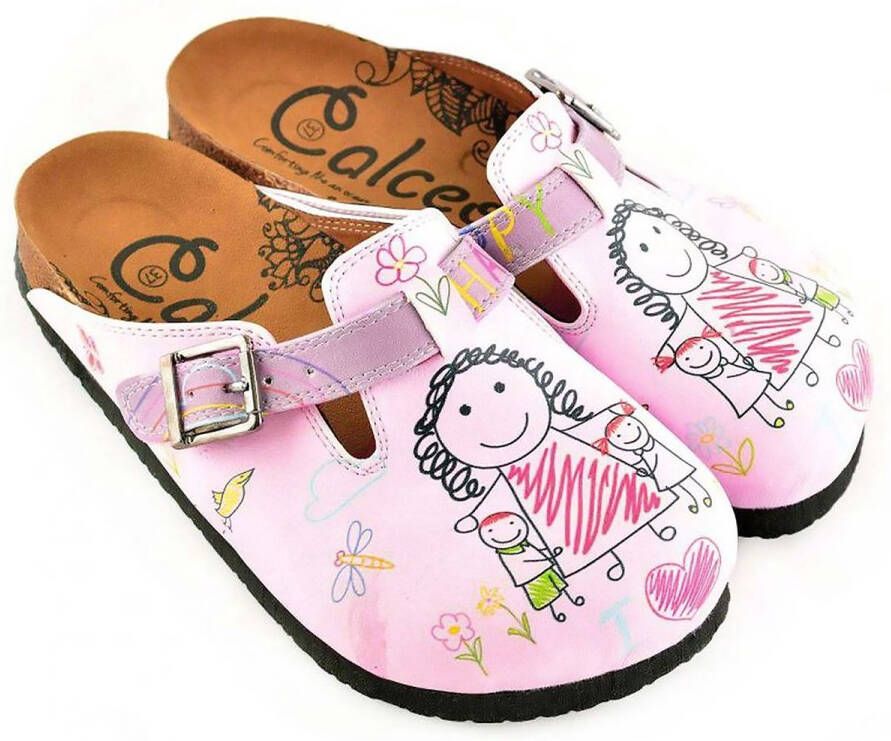 GOBY Clogs met Happy Print Dames Handgemaakt Premium Kwaliteit