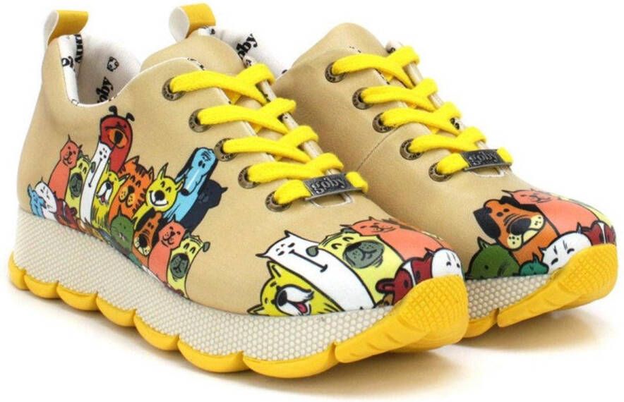 GOBY Colorful Cats Sneakers Handmade & Vegan Speels & Comfortabel