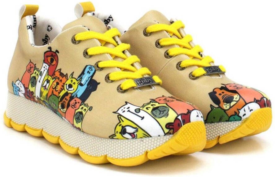 GOBY Colorful Cats Sneakers Handmade & Vegan Speels & Comfortabel