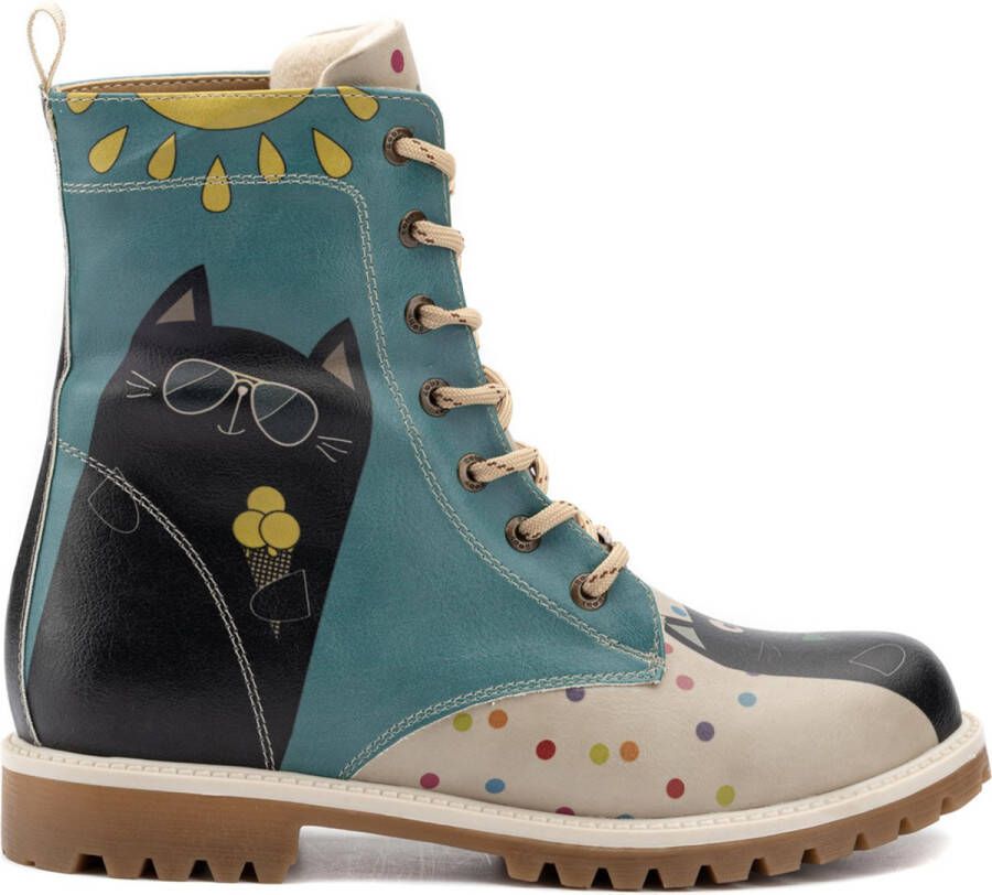 GOBY Colourfull Cat Boots Laars Laarzen Damesboots Dames laarzen Longboots Handmade Dierenprint - Foto 3