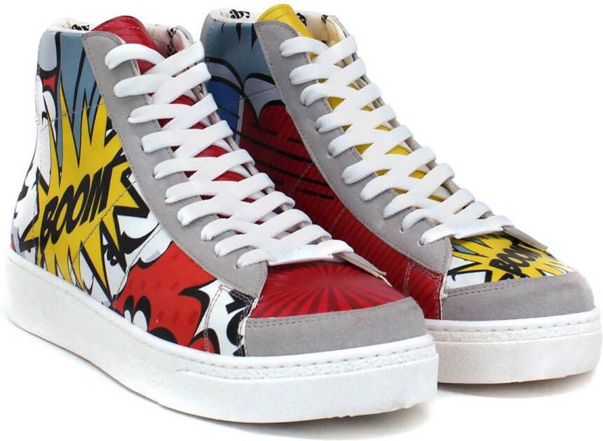 GOBY Comic Boom Sneakers Vegan Leer Handgemaakt Comic Design