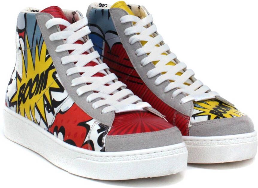 GOBY Comic Boom Sneakers Vegan Leer Handgemaakt Comic Design