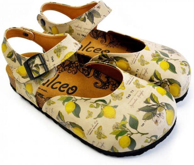 GOBY Dames Clogs met Citroenprint Handgemaakt Premium Kwaliteit