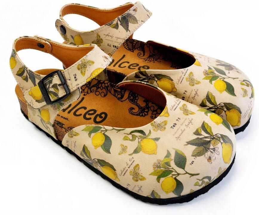 GOBY Dames Clogs met Citroenprint Handgemaakt Premium Kwaliteit