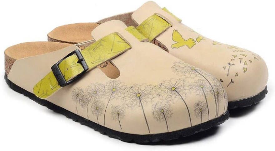 GOBY Dandelion Dames Clogs Vegan Leer Handmade Kleurrijk