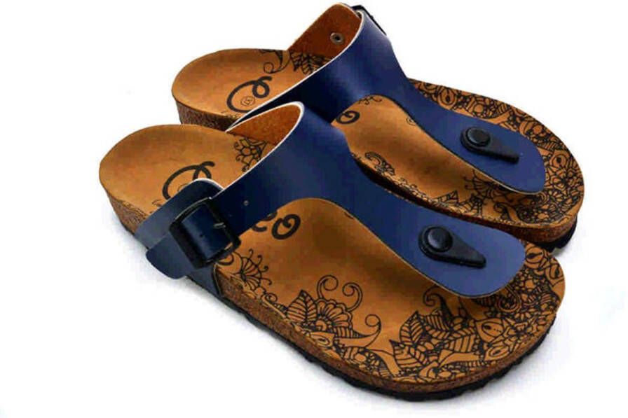 GOBY Donker Blauw Sandalen Slippers Hoge kwaliteit Handmade
