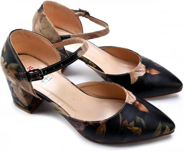 GOBY Elegant Floral Dames Hakken Vegan Leer Handgemaakt