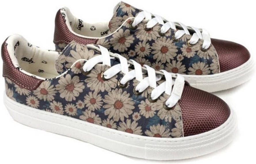 GOBY Floral Bloom Dames Sneakers Handgemaakt Vegan Leer