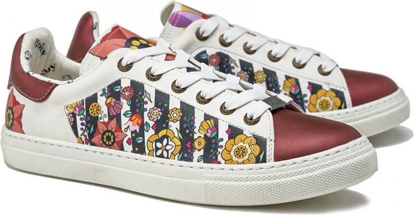 GOBY Floral Fusion Dames Sneakers Bloemenprint & Bordeau Detail