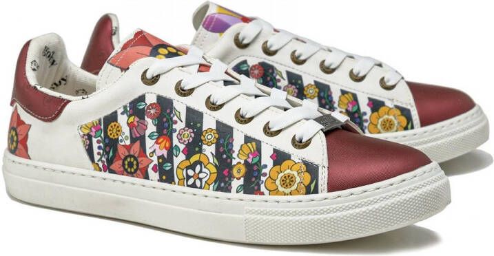 GOBY Floral Fusion Dames Sneakers Bloemenprint & Bordeau Detail