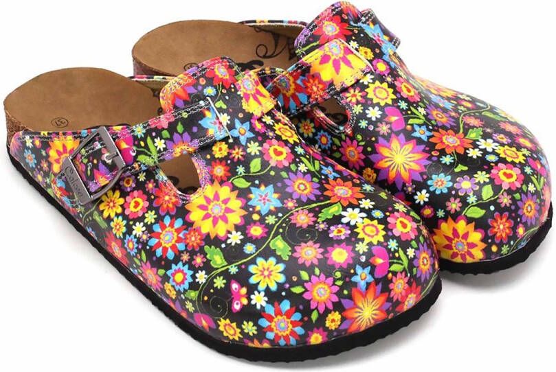 GOBY Flower Fiesta Dames Clogs Handgemaakt Kleurrijke Bloemenprint