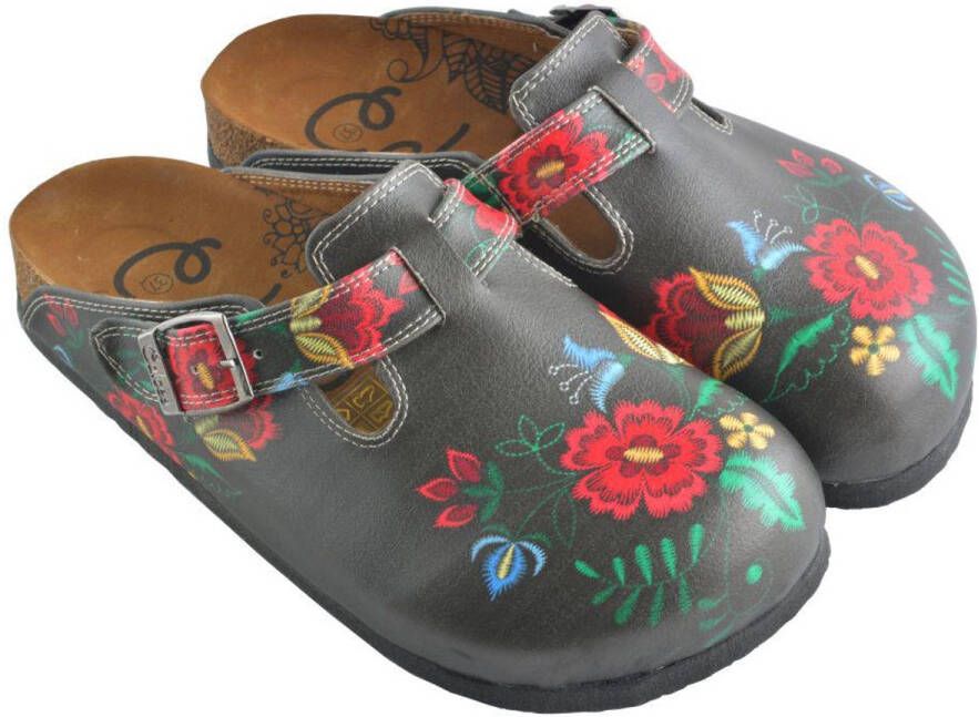 GOBY Folk Bloom Dames Clogs Handmade Vegan Leer