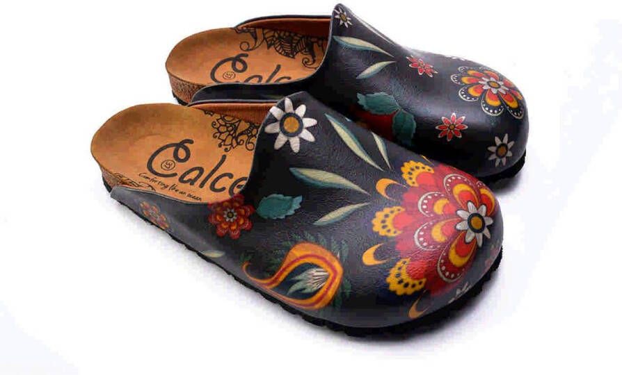 GOBY Folk Garden Clogs Handmade Vegan Leer Dames