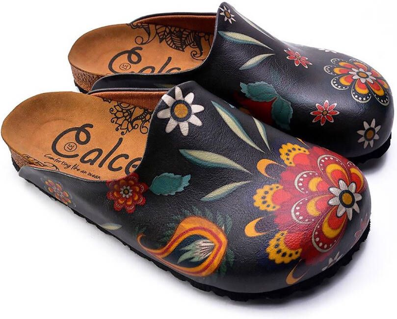 GOBY Folk Garden Dames Clogs Handmade Vegan Leer