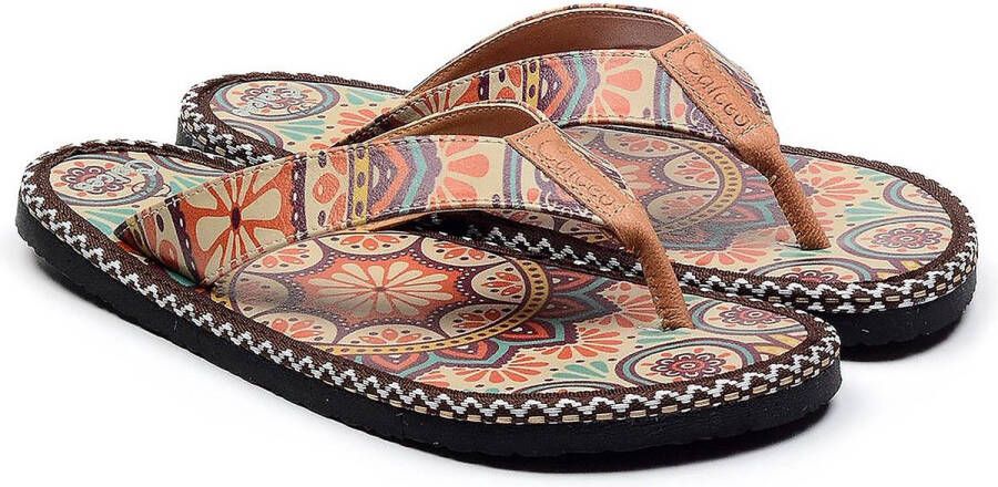 GOBY Gekleurde Mandala Slippers Sandalen Handgemaakt Premium Kwaliteit