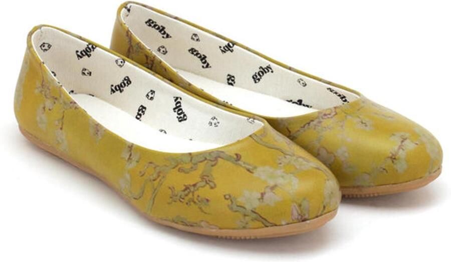 GOBY Ballerinas Dames Schoenen Geel Bloem Design