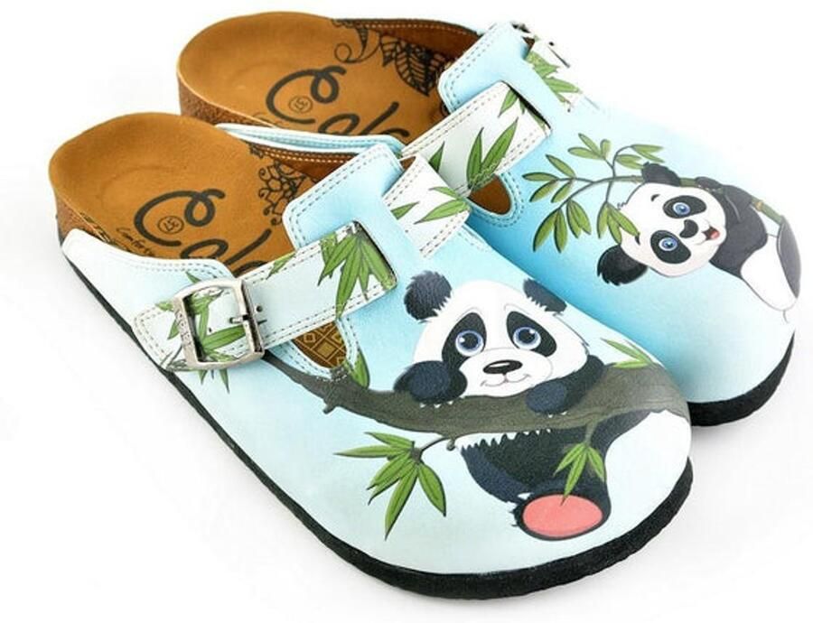 GOBY Bamboo Panda Dames Clogs Handmade Vegan Leer