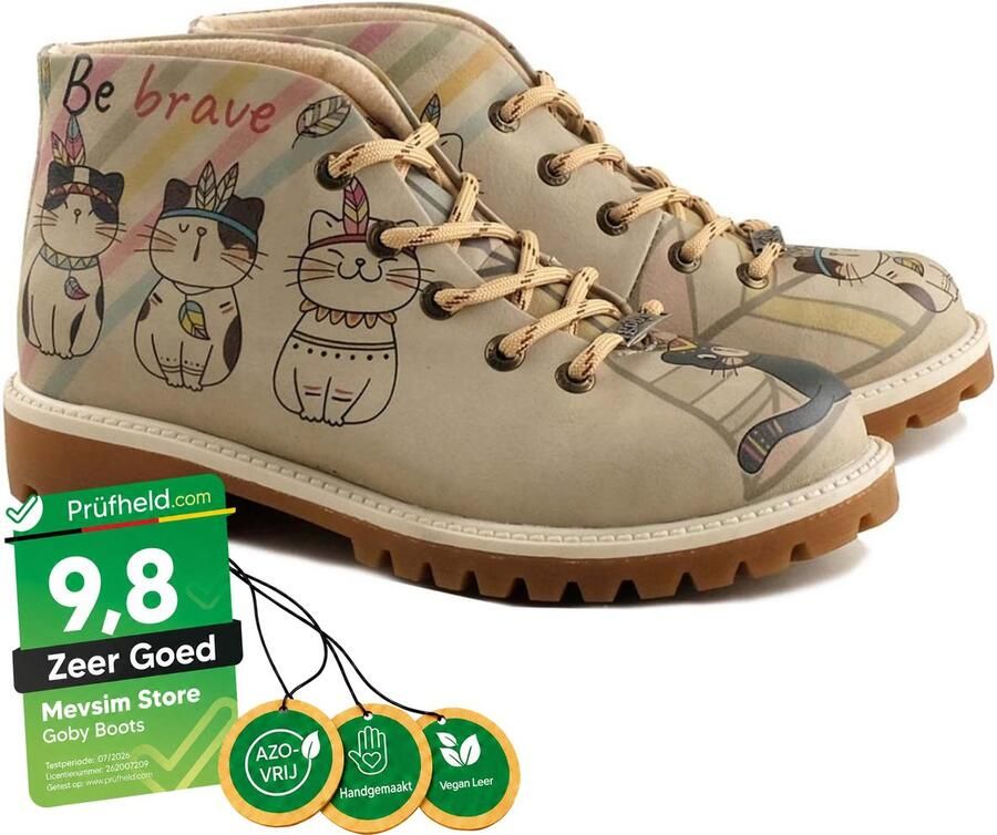 GOBY Be Brave Dames Veterboots Handgemaakt Vegan Leer