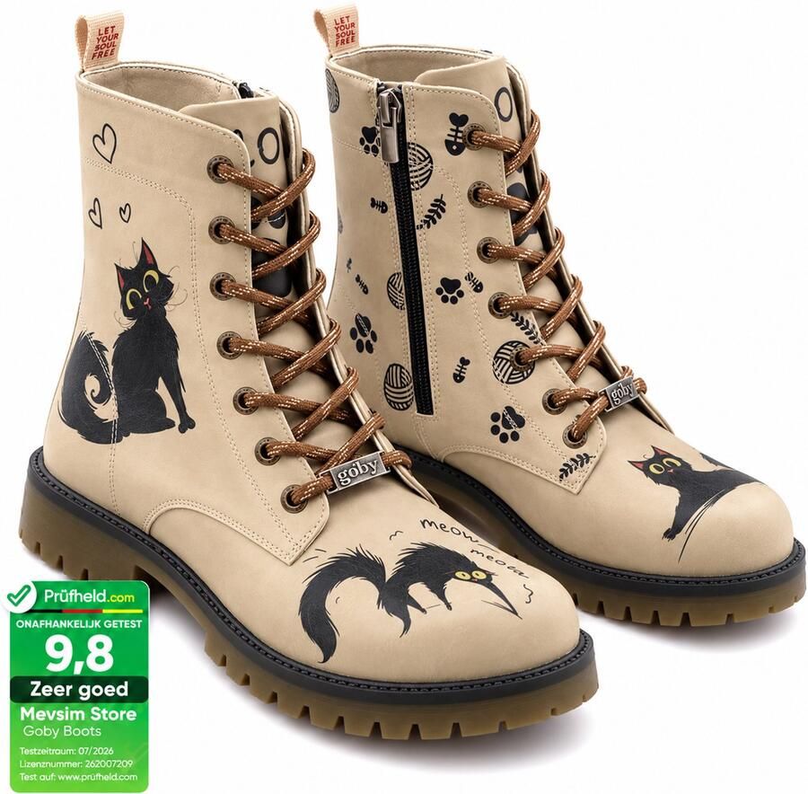 GOBY Black Cat Enkellaarsjes Damesboots Laarzen Hoge kwaliteit Handmade