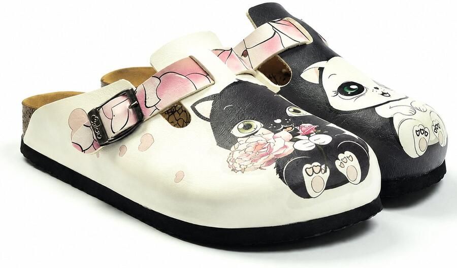 GOBY Clogs met Kattenprint Handgemaakt Hoge Kwaliteit - Foto 2