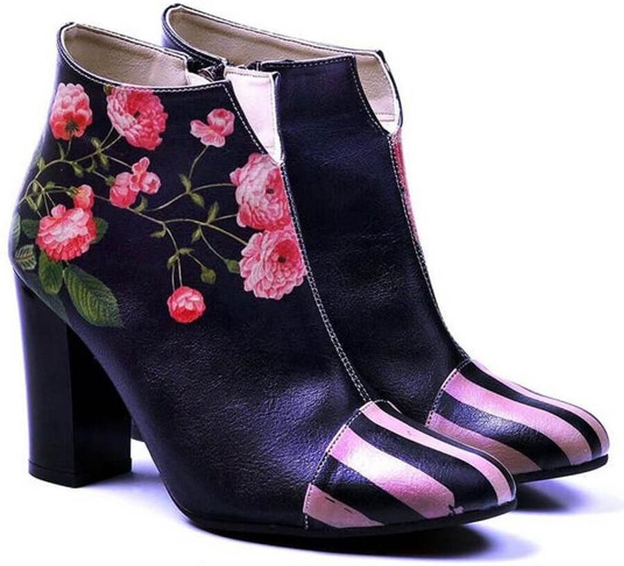 GOBY Blossom Elegance Dames Enkellaarsjes Handgemaakt Vegan Leer