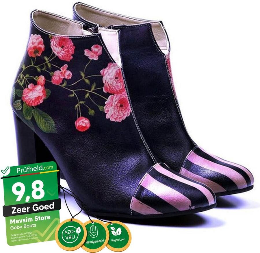 GOBY Blossom Elegance Dames Enkellaarsjes Handgemaakt Vegan Leer - Foto 2