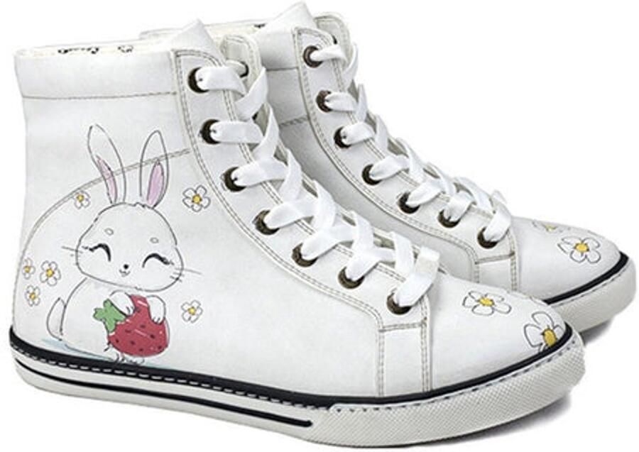 GOBY Bunny met Aardbei High-Top Sneakers Handmade en Vegan Schattig en Comfortabel