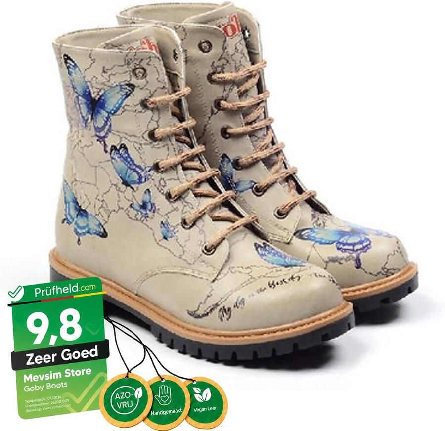 GOBY Butterfly Wander Boots Handgemaakt Uniek Design Vegan Comfort - Foto 2
