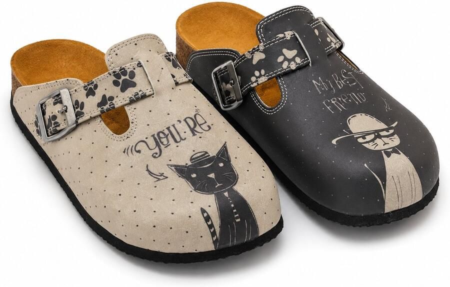 GOBY Cat Companions Dames Clogs Vegan Handmade