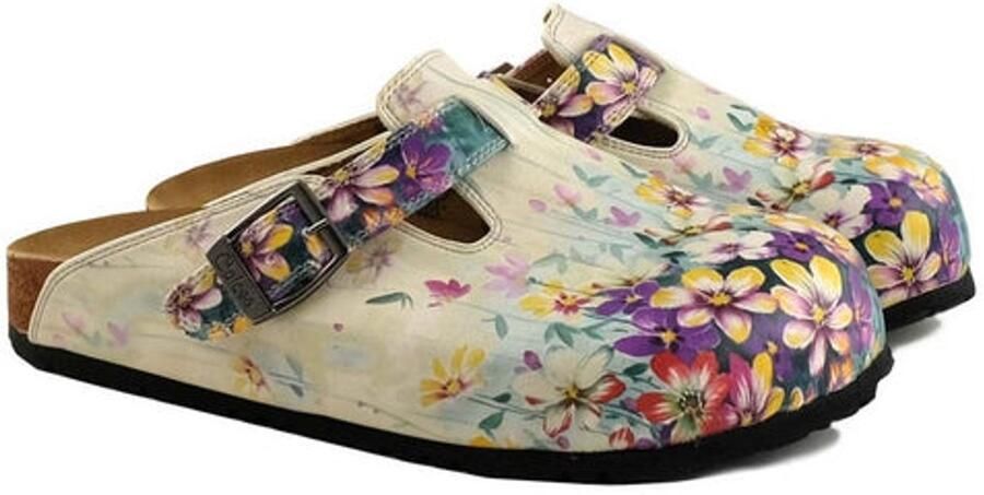 GOBY Clogs met Bloemenprint Handgemaakt Premium Kwaliteit